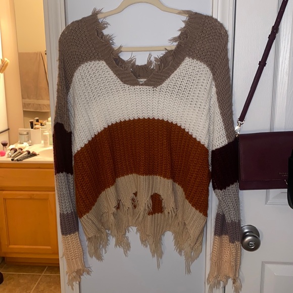 Striped Miracle V/Scoop Neck Sweater - Picture 1 of 3